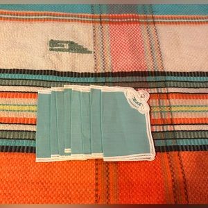 Belgium Lace Trim Linen Beverage or Cocktail VTG Napkins